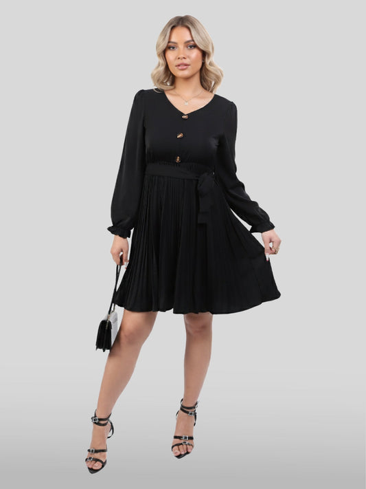 Lapa Plus Women's Button Waistband Black Dress - Lapa plus
