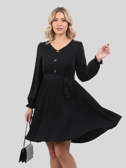 Lapa Plus Women's Button Waistband Black Dress - Lapa plus