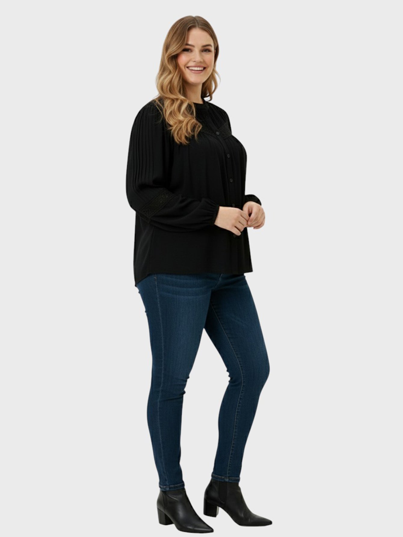 Lapa Plus Women's Casual Crewneck Button - Front Top - Lapa plus