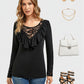 Lapa Plus Women's Casual Lace - up Black T-shirt - Lapa plus