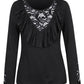 Lapa Plus Women's Casual Lace - up Black T-shirt - Lapa plus