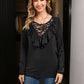 Lapa Plus Women's Casual Lace - up Black T-shirt - Lapa plus