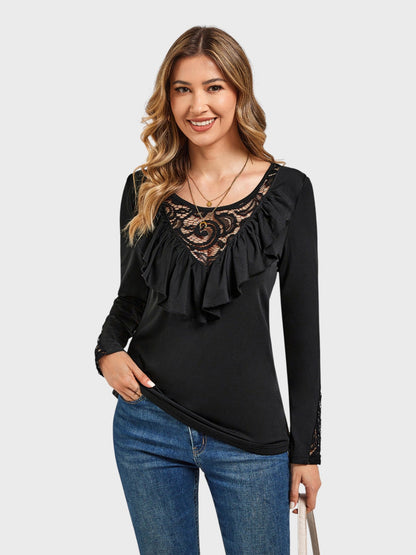 Lapa Plus Women's Casual Lace - up Black T-shirt - Lapa plus
