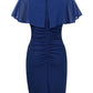 Lapa Plus Women's Chiffon Ruffled Hem Hip - hugging Blue Dress - Lapa plus