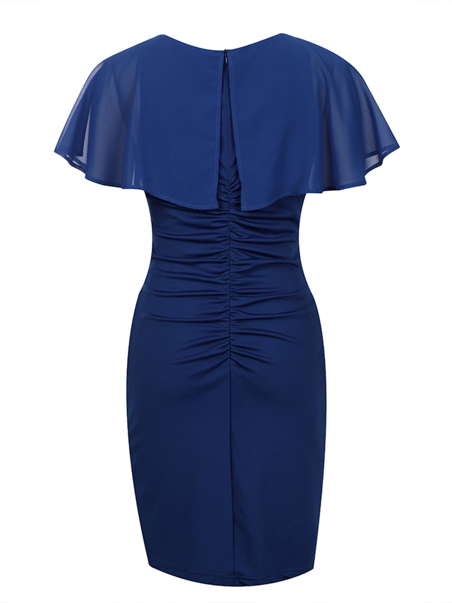 Lapa Plus Women's Chiffon Ruffled Hem Hip - hugging Blue Dress - Lapa plus