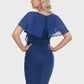 Lapa Plus Women's Chiffon Ruffled Hem Hip - hugging Blue Dress - Lapa plus