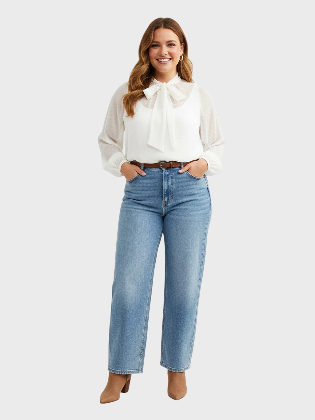Lapa Plus Women's Chiffon Top with Neck Bow Ties - Lapa plus