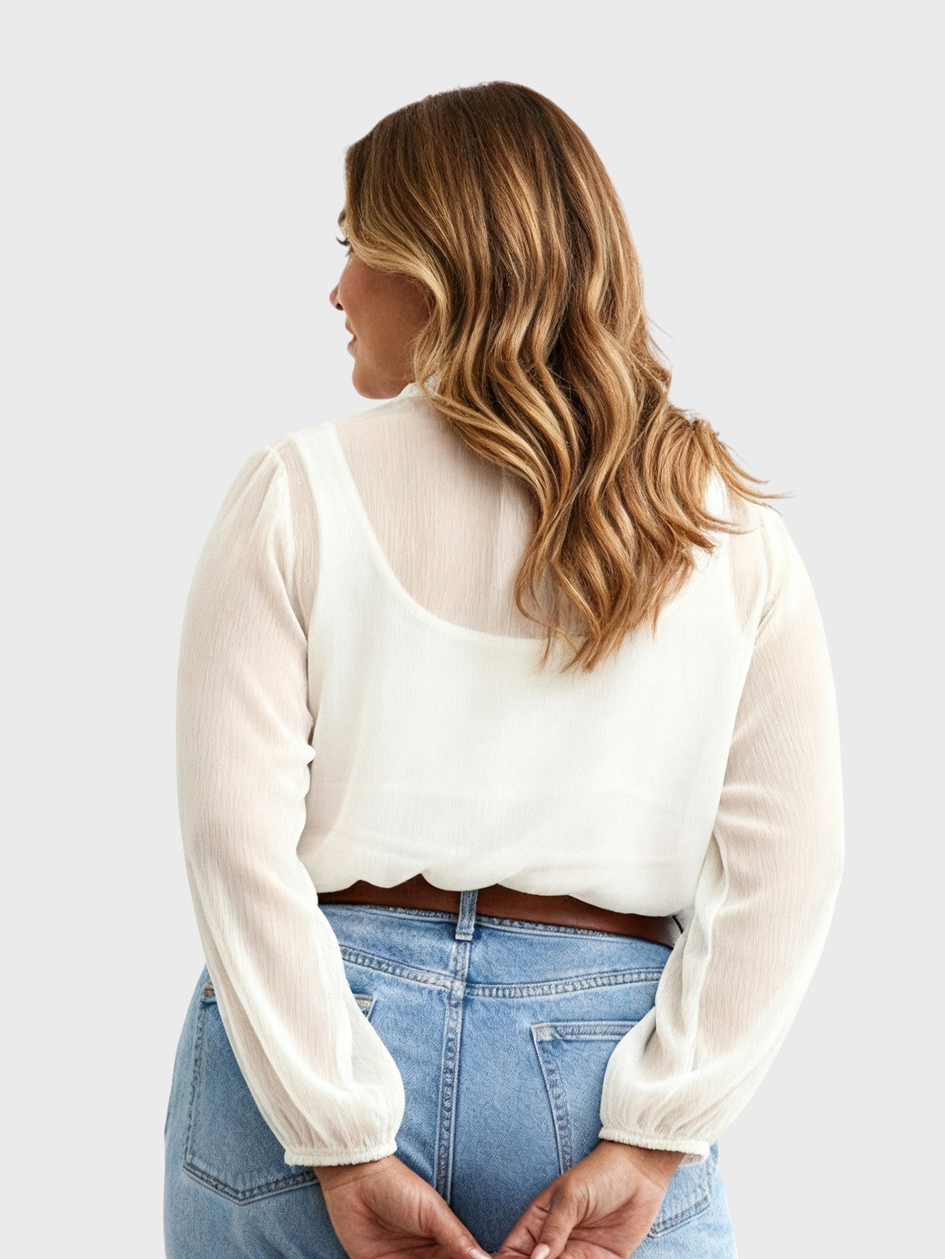 Lapa Plus Women's Chiffon Top with Neck Bow Ties - Lapa plus