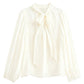 Lapa Plus Women's Chiffon Top with Neck Bow Ties - Lapa plus