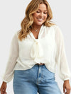 Lapa Plus Women's Chiffon Top with Neck Bow Ties - Lapa plus