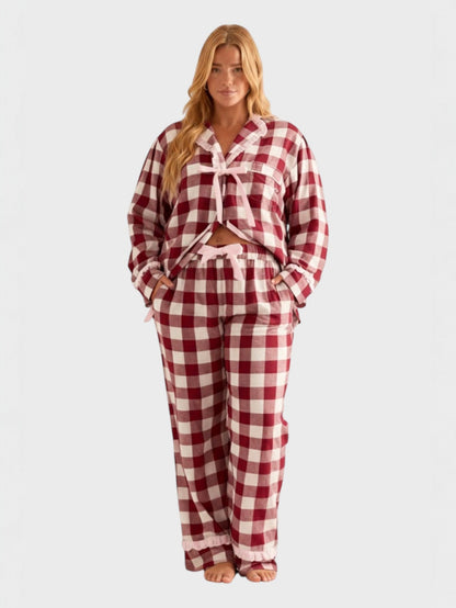 Lapa Plus Women's Christmas Plaid Bowknot Set - Lapa plus