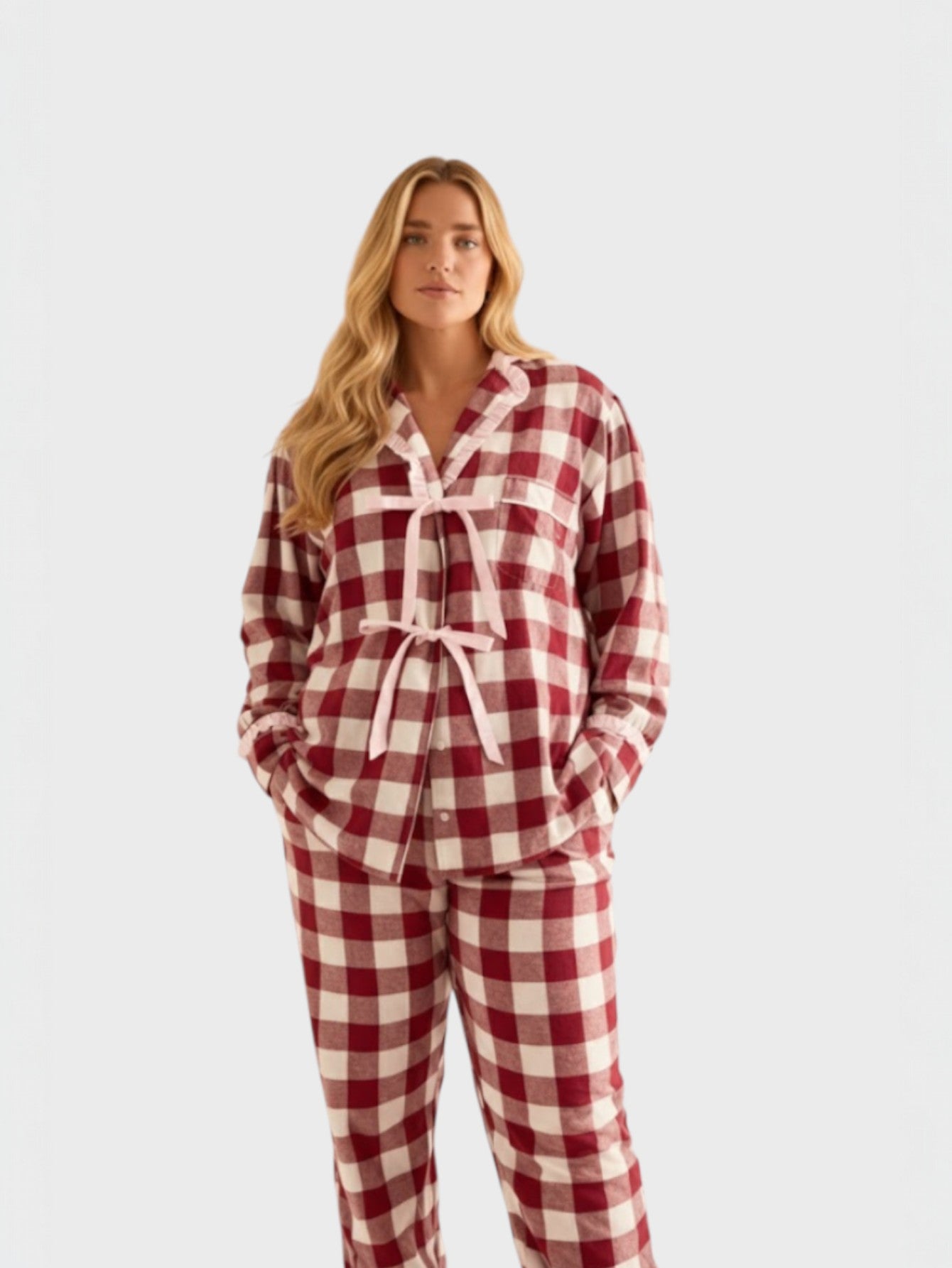 Lapa Plus Women's Christmas Plaid Bowknot Set - Lapa plus