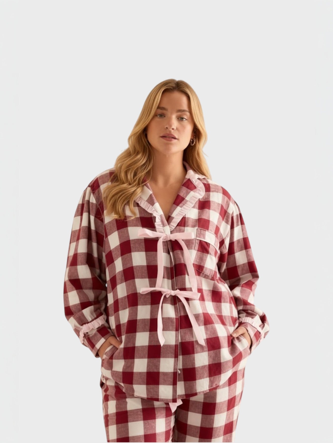 Lapa Plus Women's Christmas Plaid Bowknot Set - Lapa plus