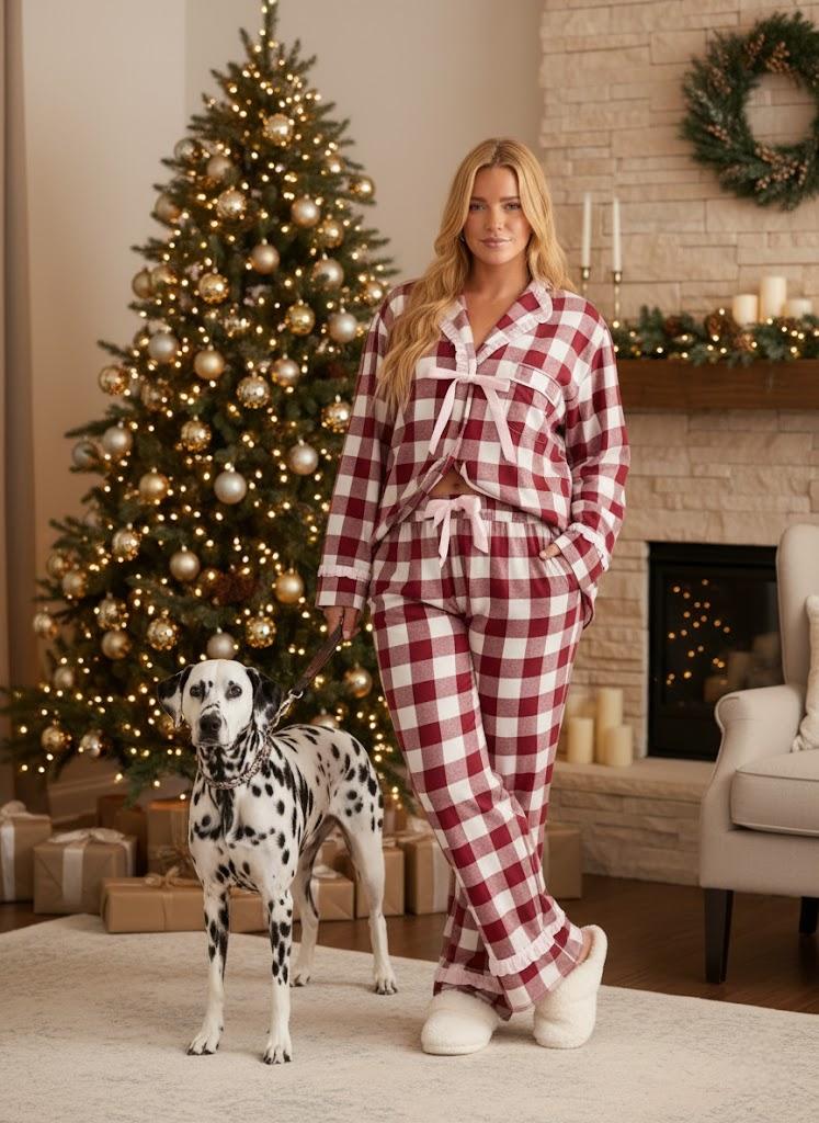 Lapa Plus Women's Christmas Plaid Bowknot Set - Lapa plus