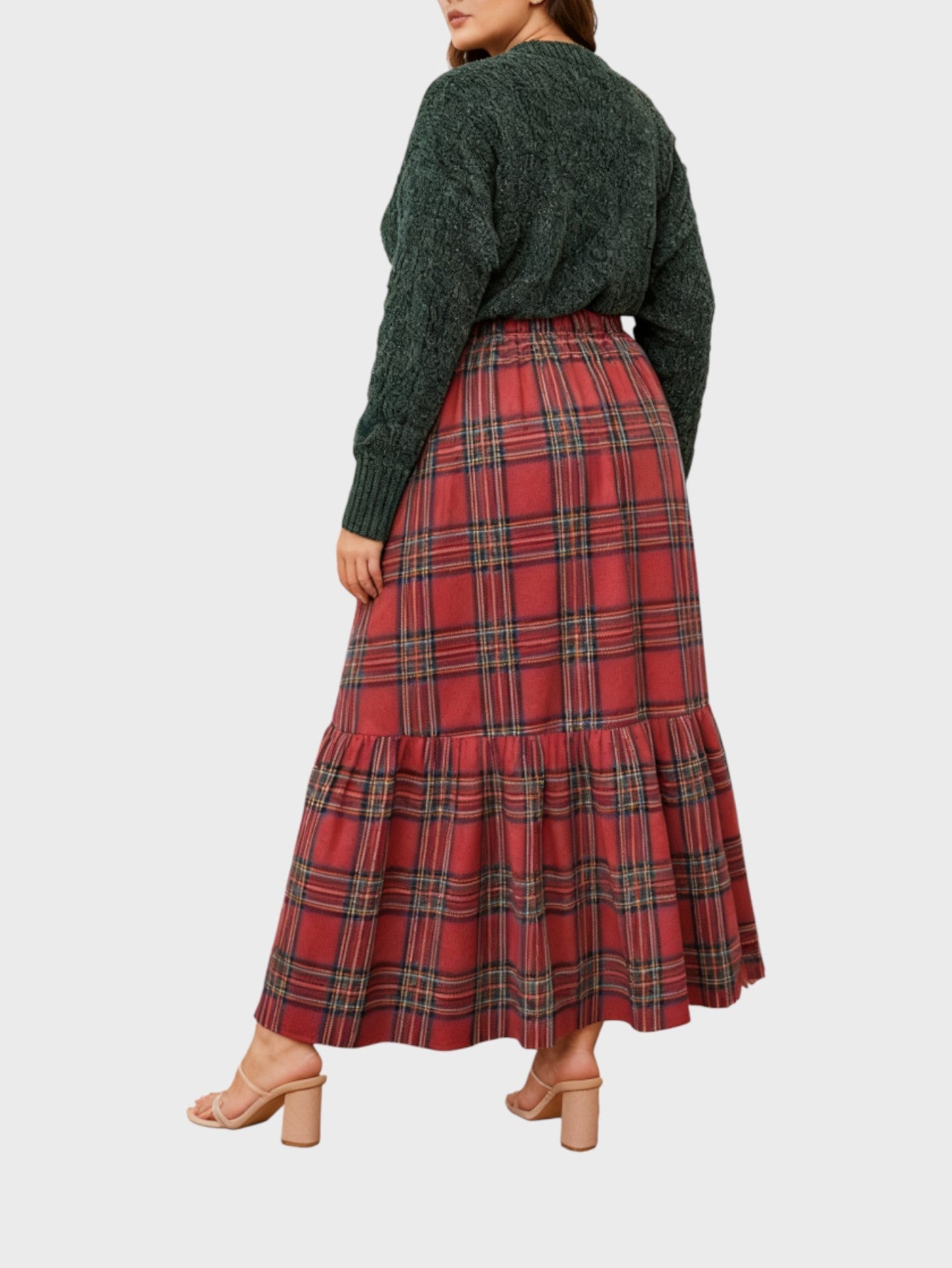Lapa Plus Women's Christmas Plaid Long Skirt - Lapa plus