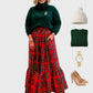 Lapa Plus Women's Christmas Plaid Long Skirt - Lapa plus