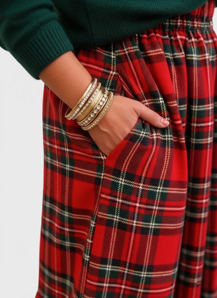 Lapa Plus Women's Christmas Plaid Long Skirt - Lapa plus