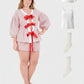 Lapa Plus Women's Christmas Round - Neck Bowknot Shorts Set - Lapa plus
