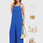 Lapa Plus Women's Elegant Blue Pocket Wide - leg Jumpsuit - Lapa plus