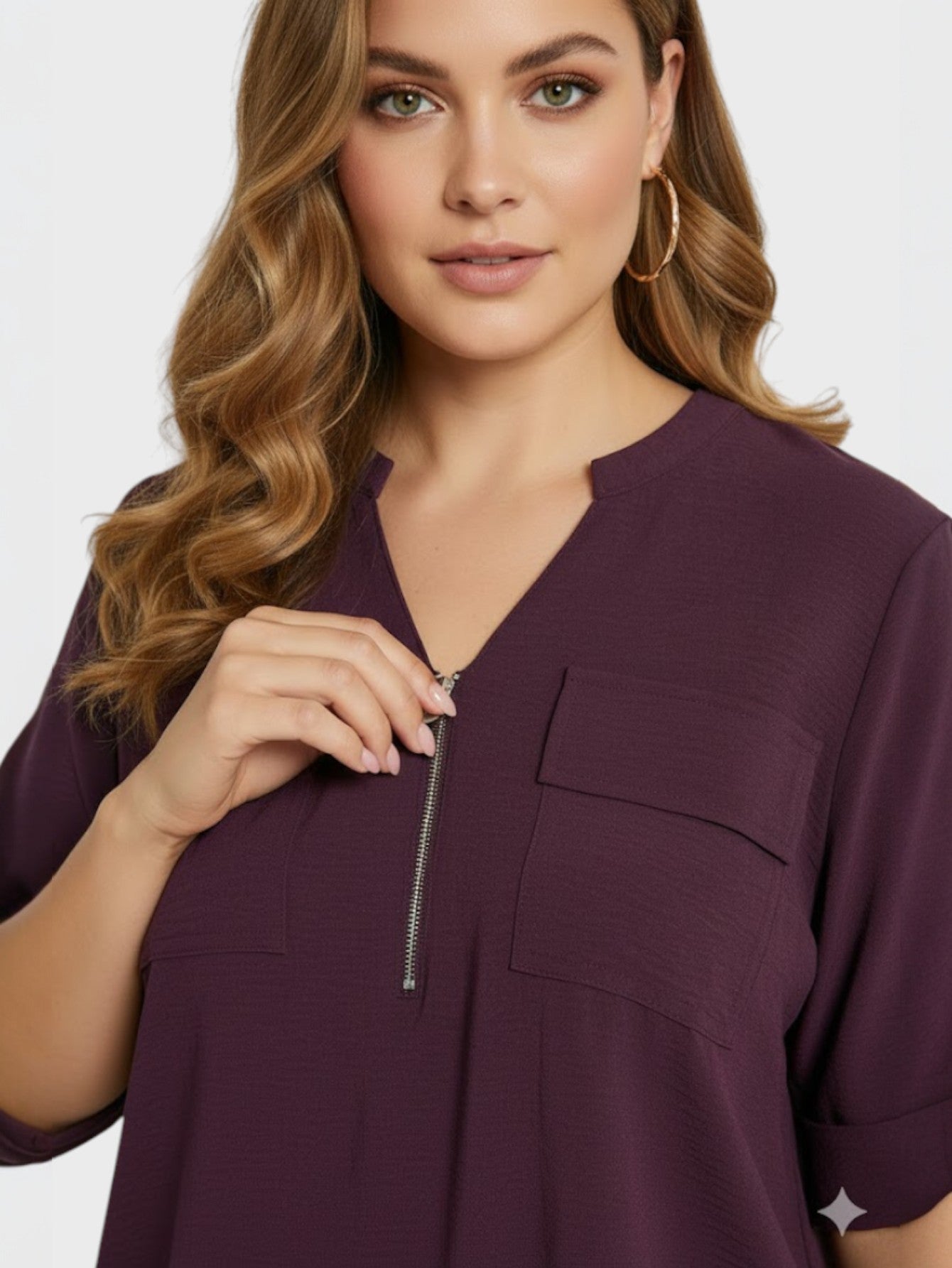 Lapa Plus Women's Functional Zip Neck Pocketed Top - Lapa plus