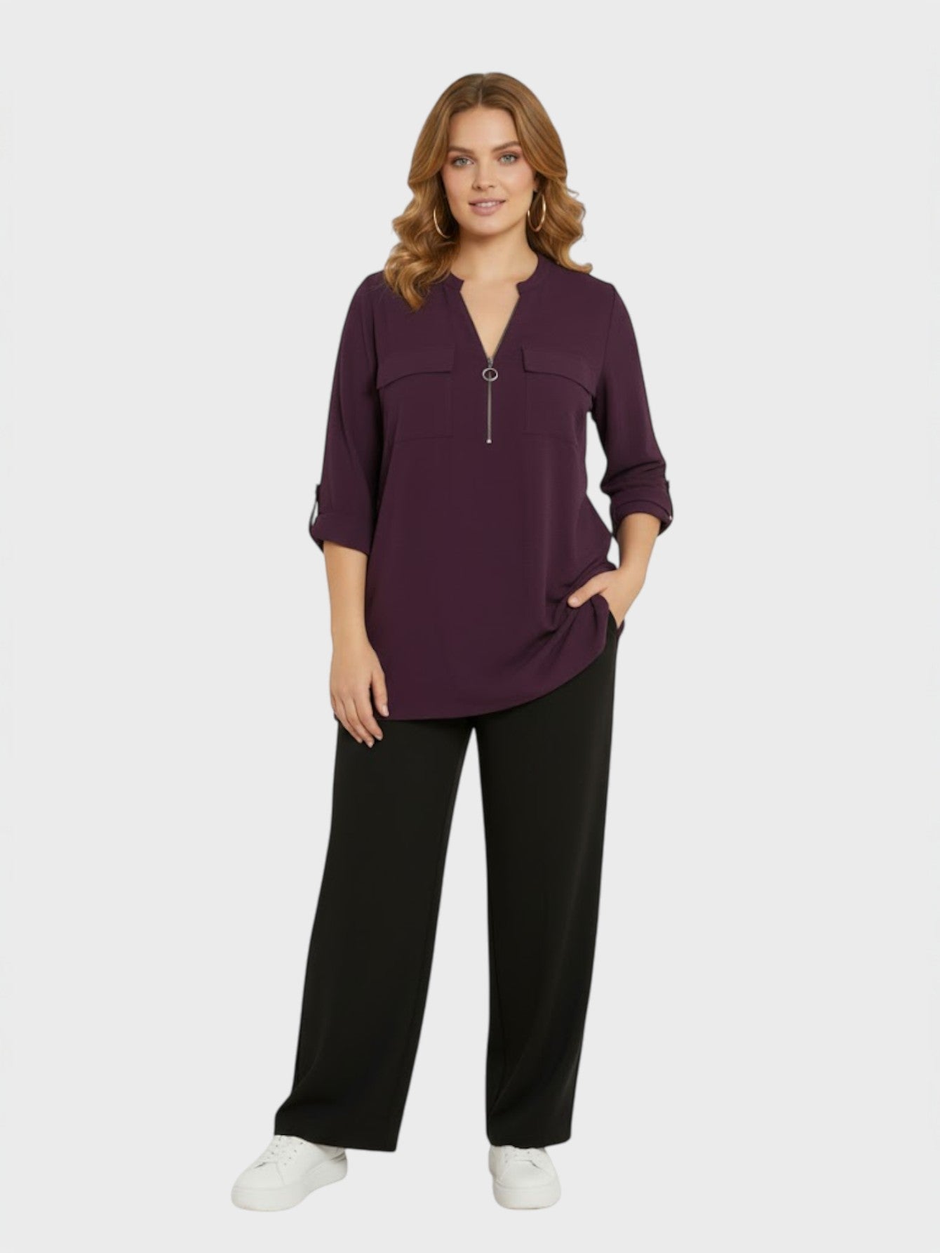 Lapa Plus Women's Functional Zip Neck Pocketed Top - Lapa plus