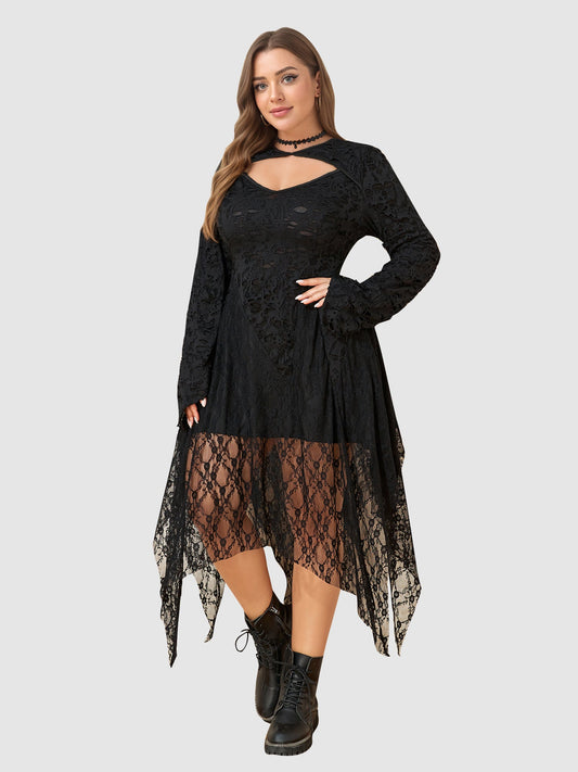 Lapa Plus Women's Gothic Irregular Hem Plus Size Dress - Lapa plus