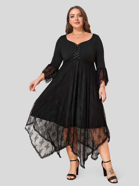 Lapa Plus Women's Gothress Patchwork Plus Size Dress - Lapa plus