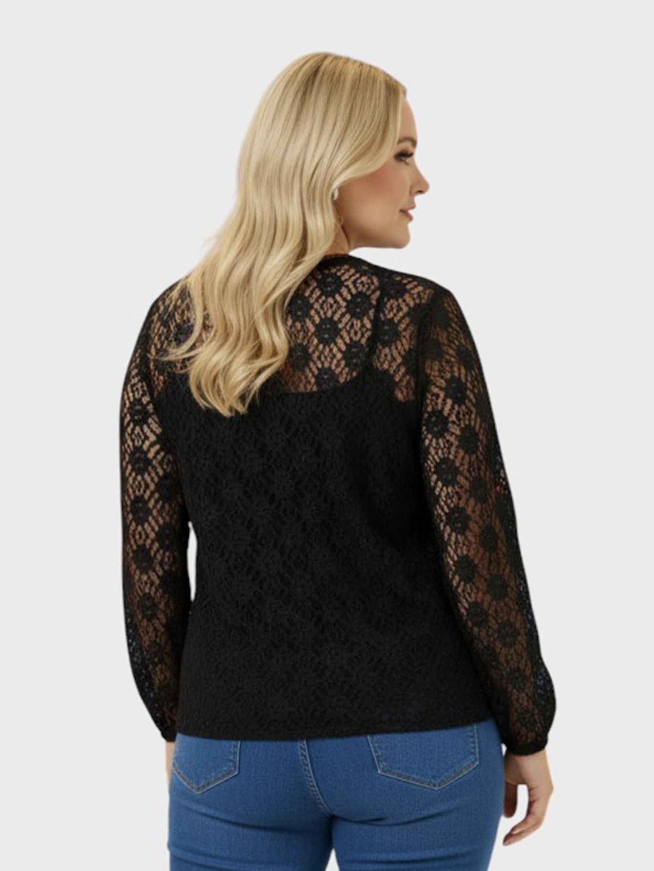 Lapa Plus Women's Lace Floral Crewneck Sexy Top - Lapa plus