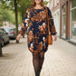 Lapa Plus Women's Large Floral Flared Dress with Elastic Waist - Lapa plus