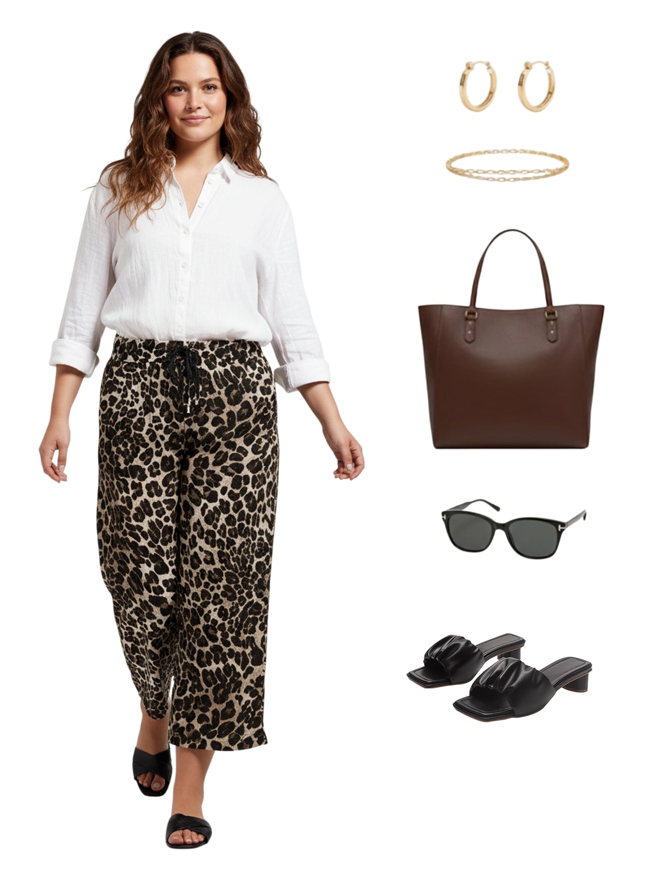 Lapa Plus Women's Leopard Print Casual Cropped Pants - Lapa plus