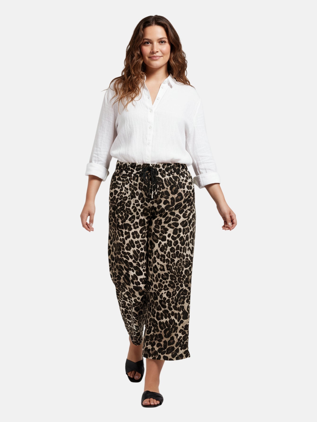 Lapa Plus Women's Leopard Print Casual Cropped Pants - Lapa plus