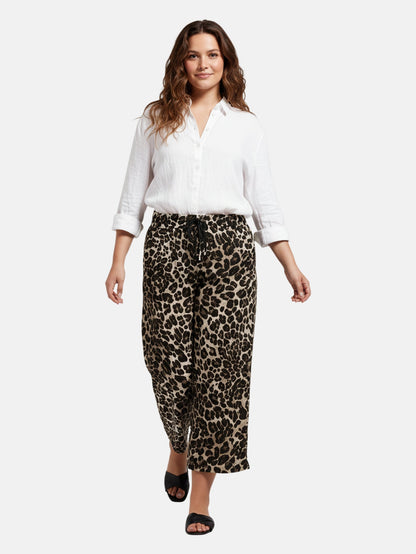Lapa Plus Women's Leopard Print Casual Cropped Pants - Lapa plus