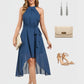 Lapa Plus Women's Neck - hanging Chiffon Blue Party Dress - Lapa plus