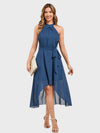 Lapa Plus Women's Neck - hanging Chiffon Blue Party Dress - Lapa plus
