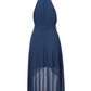 Lapa Plus Women's Neck - hanging Chiffon Blue Party Dress - Lapa plus