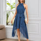 Lapa Plus Women's Neck - hanging Chiffon Blue Party Dress - Lapa plus