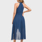 Lapa Plus Women's Neck - hanging Chiffon Blue Party Dress - Lapa plus