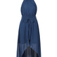 Lapa Plus Women's Neck - hanging Chiffon Blue Party Dress - Lapa plus