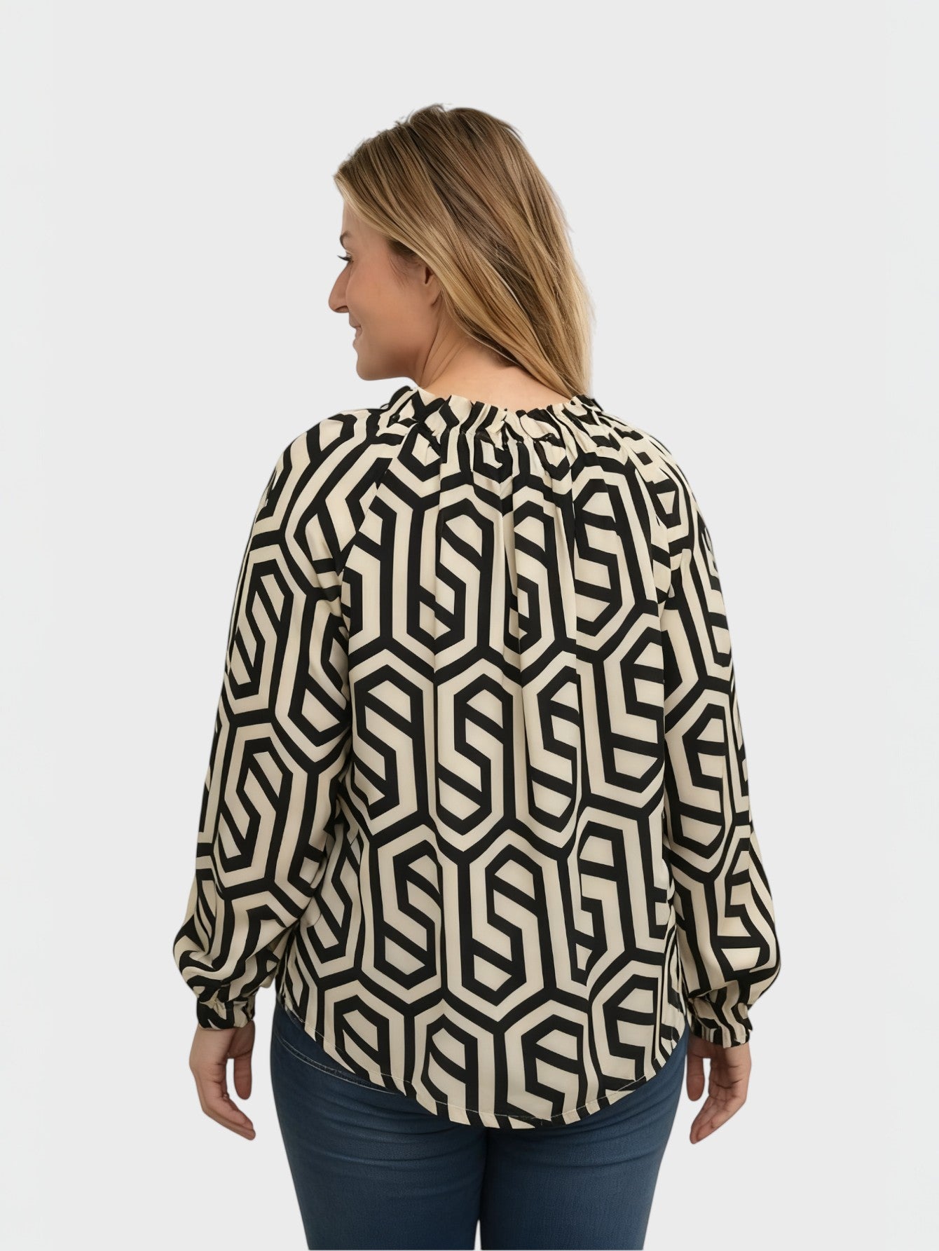 Lapa Plus Women's Printed Top with Waist Ties - Lapa plus