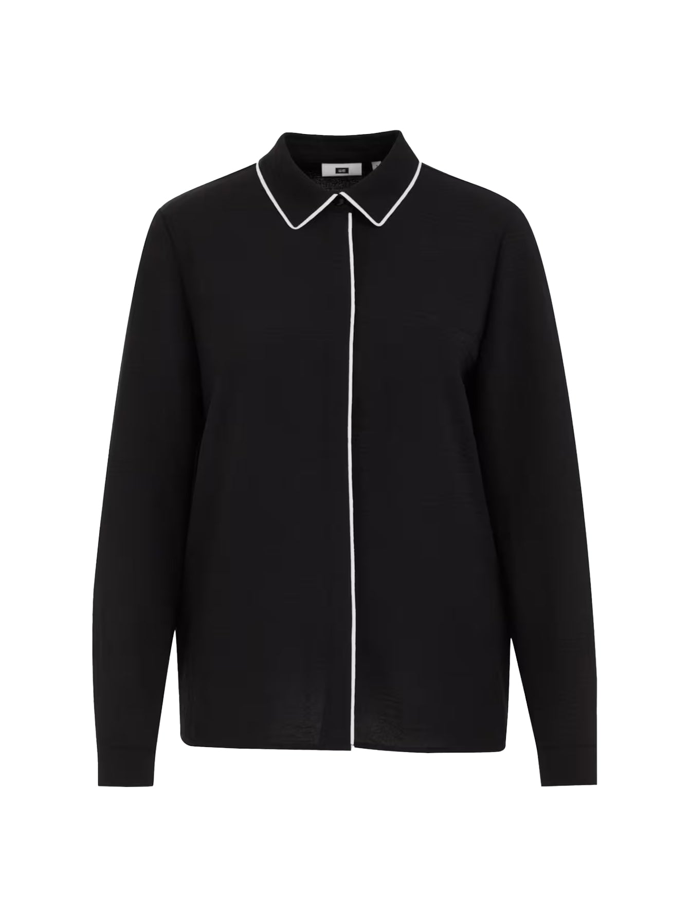 Lapa Plus Women's Slim - Fit Black Blouse with White Piping - Lapa plus