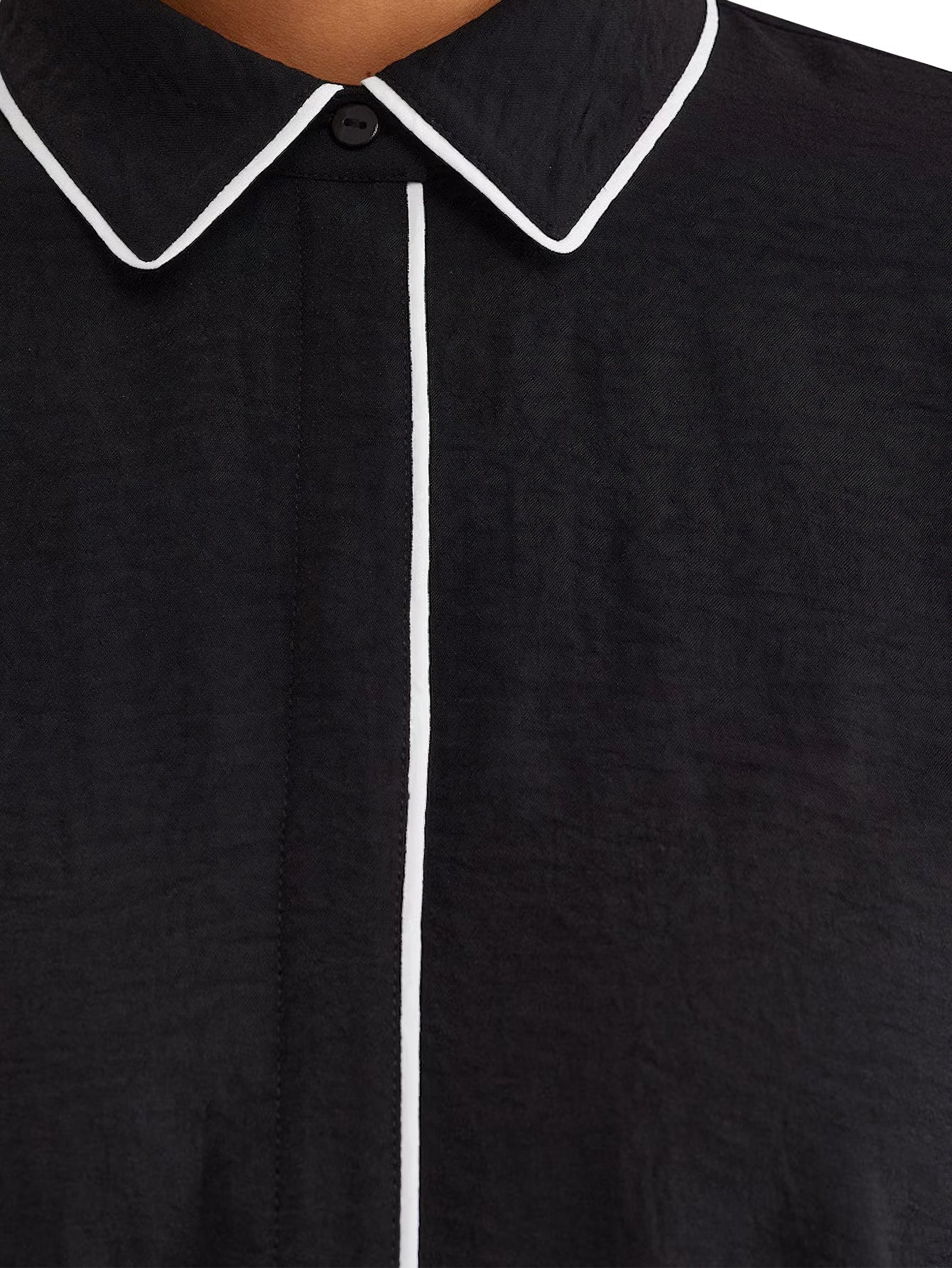 Lapa Plus Women's Slim - Fit Black Blouse with White Piping - Lapa plus
