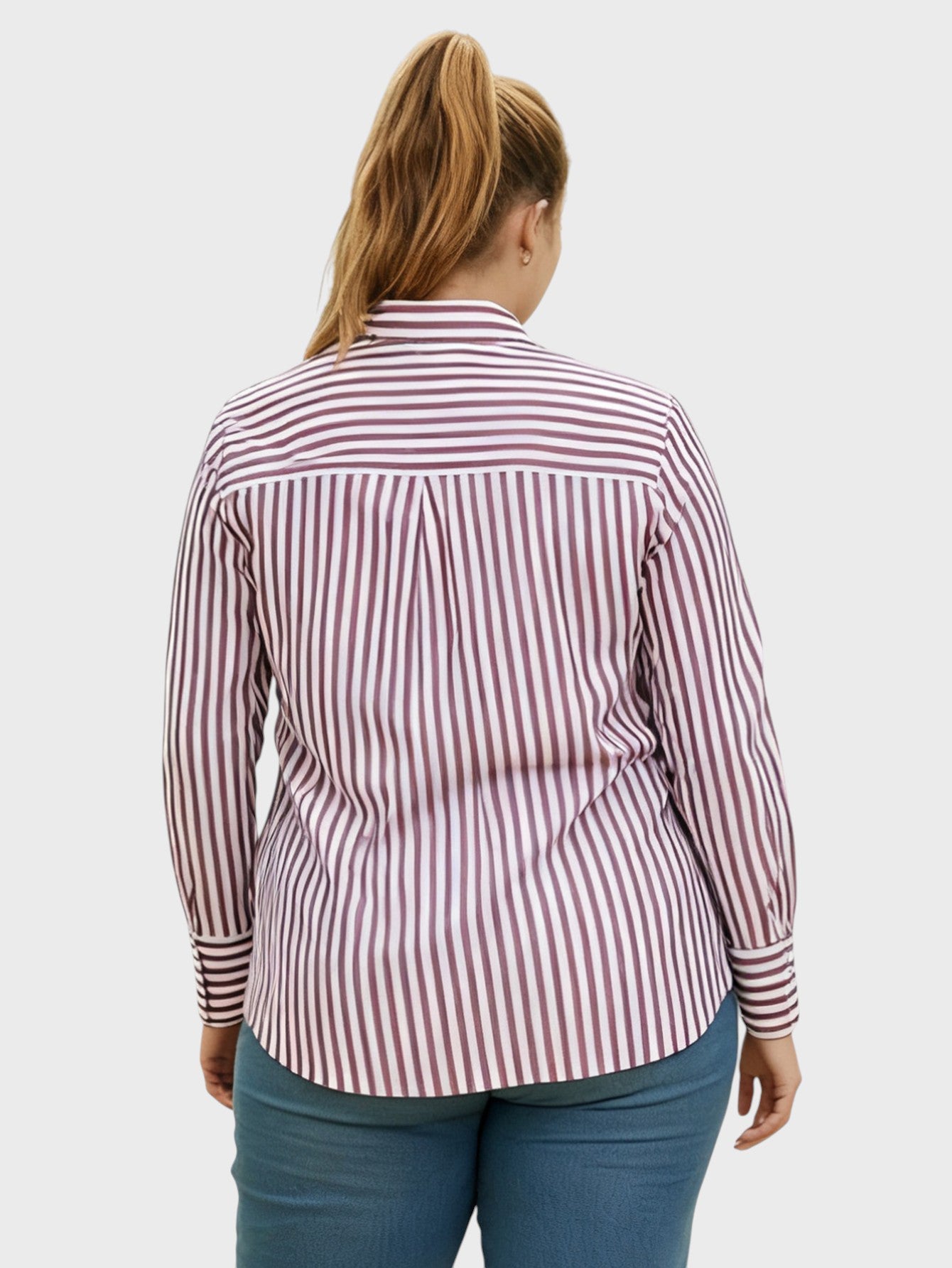 Lapa Plus Women's Striped Top with a Chest Single Pocket - Lapa plus