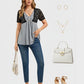 Lapa Plus Women's Stylish Gray And Black Lace Button - up Shirt - Lapa plus