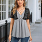 Lapa Plus Women's Stylish Gray And Black Lace Button - up Shirt - Lapa plus