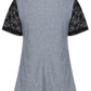 Lapa Plus Women's Stylish Gray And Black Lace Button - up Shirt - Lapa plus