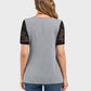 Lapa Plus Women's Stylish Gray And Black Lace Button - up Shirt - Lapa plus