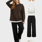 Lapa Plus Women's Two - in - One Contrast Trim Crewneck Sweatshirt - Lapa plus