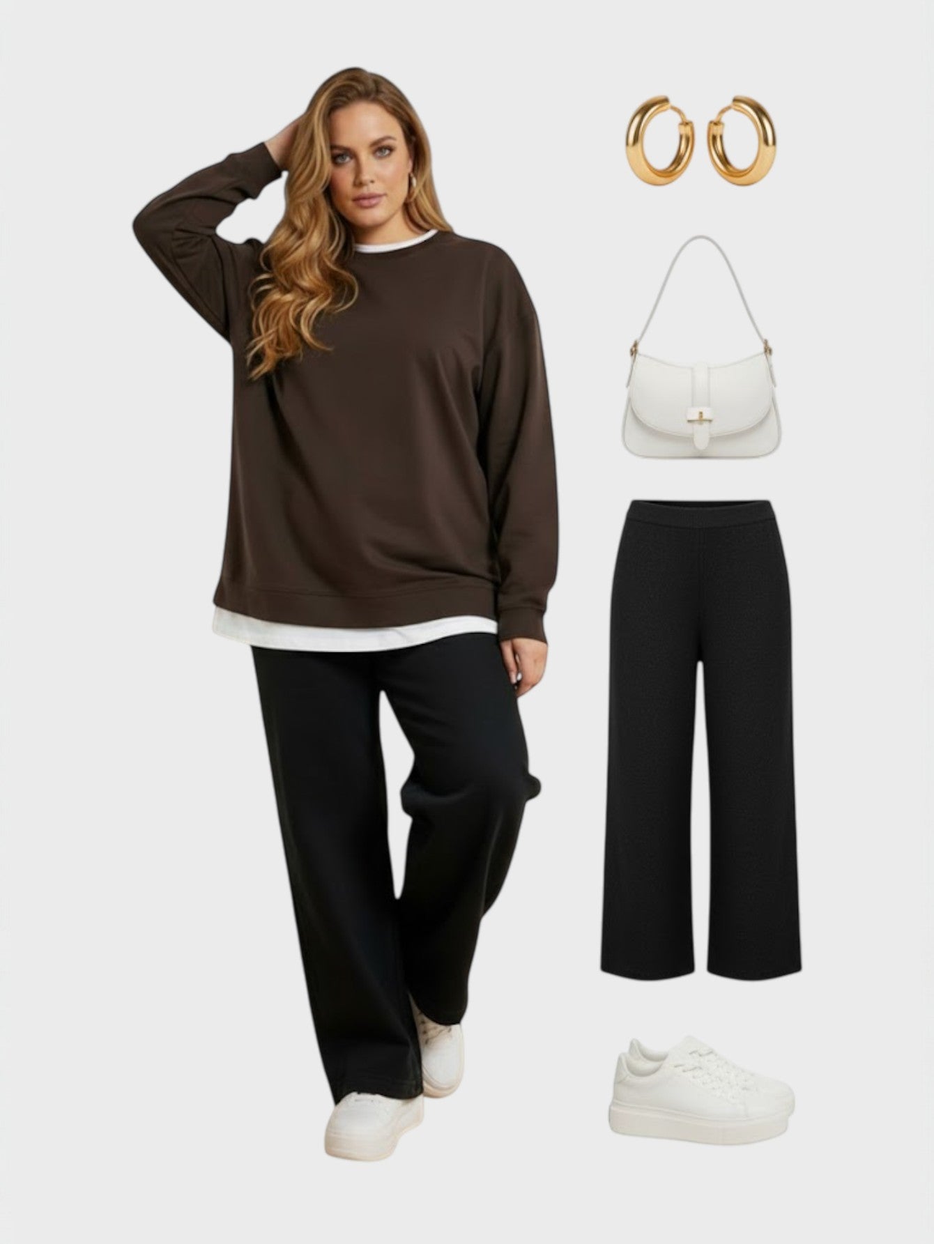 Lapa Plus Women's Two - in - One Contrast Trim Crewneck Sweatshirt - Lapa plus