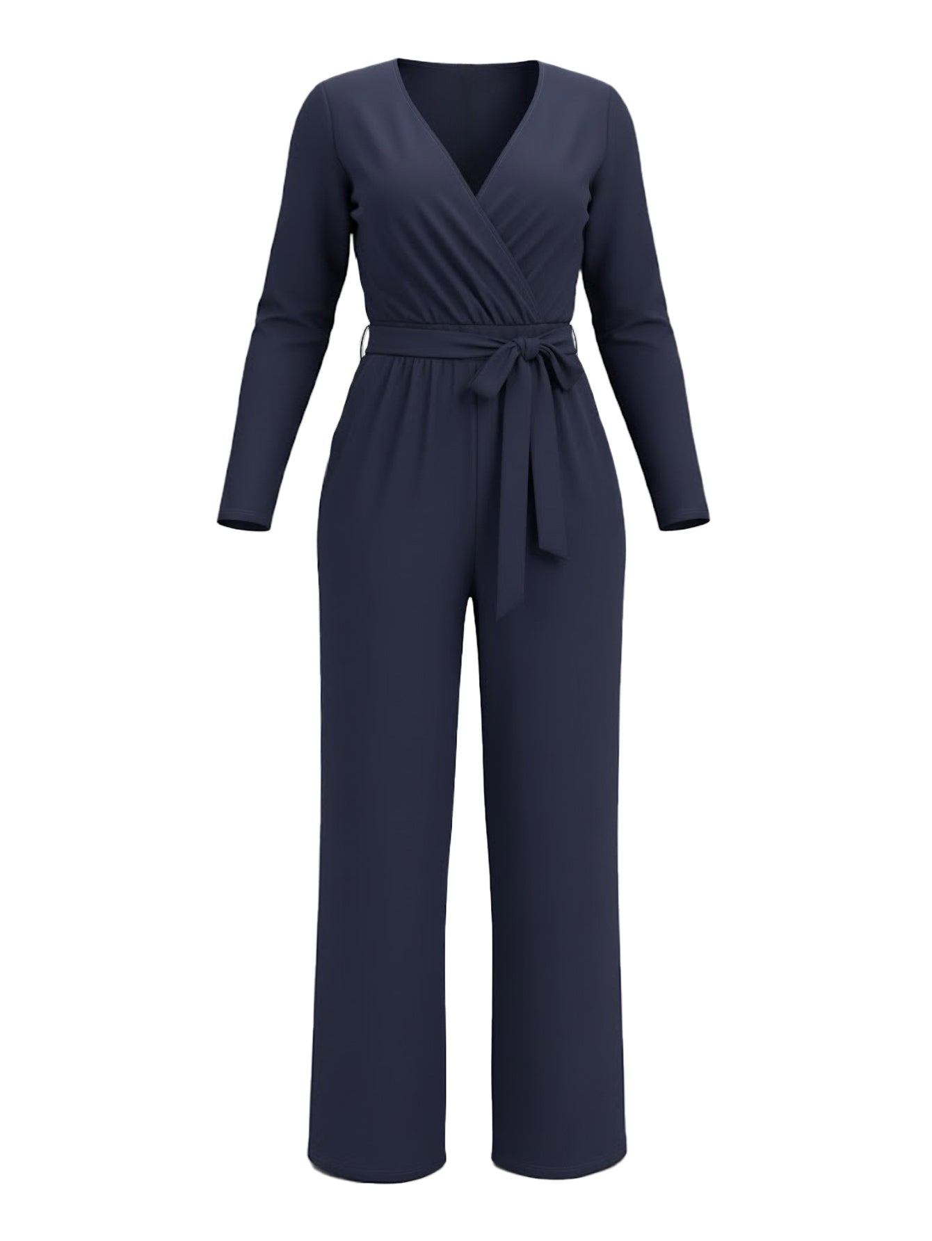 Lapa Plus Women's V - Neck Wrap Belted Jumpsuit - Lapa plus