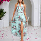 Lapa Plus Women's Vacation Floral Chiffon Halter Dress With Lining - Lapa plus